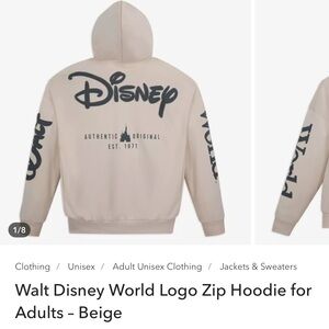 Walt Disney World Logo Zip Hoodie for Adults – Beige NEW* size Large